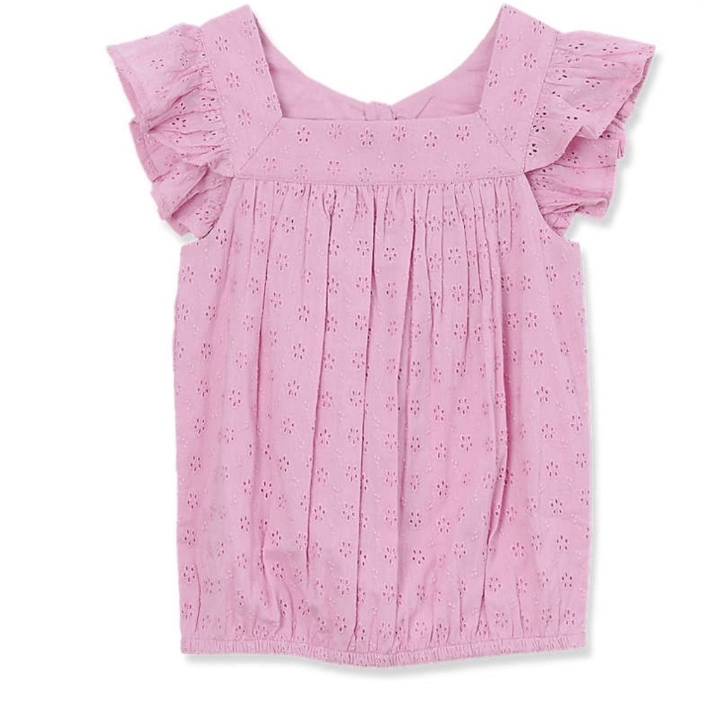 Girls Woven Eyelet Top